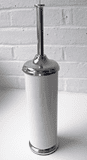 Floor Standing White and Chrome Toilet Brush Holder - 01095900
