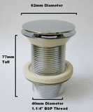 Free Flow Unslotted Chrome Basin / Bidet Waste - 74000906