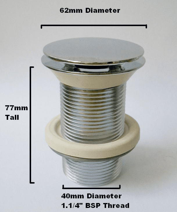 Free Flow Unslotted Chrome Basin / Bidet Waste - 74000906
