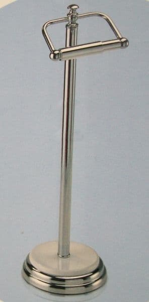 Free Standing Chrome / White Toilet Roll Holder - 01095901