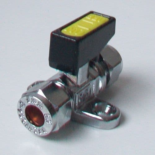 Gas / Water Wall Plate Microbore Isolation Lever Valve 8mm 07000752