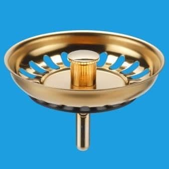Gold Effect Kitchen Sink Basket Strainer Waste Plug - 39004036