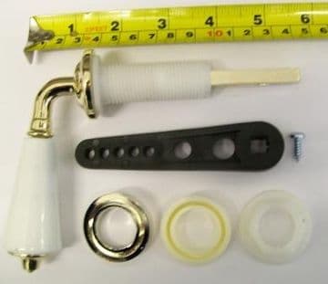 Gold Effect & White Handle Cistern Flush Lever with Wedges - 08000428