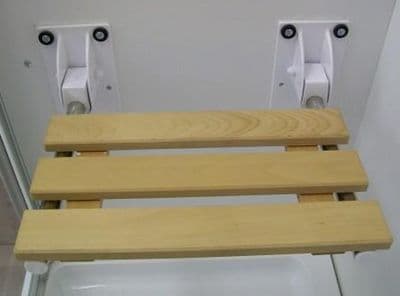 Heavy Duty Folding Wood Shower Seat - Chrome Frame