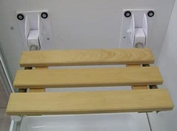 Heavy Duty Folding Wood Shower Seat - Chrome Frame - 50101810
