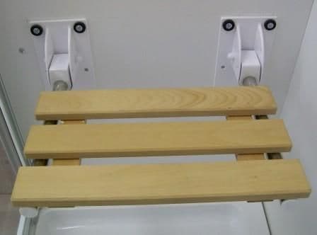 Heavy Duty Folding Wood Shower Seat - Chrome Frame