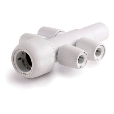 HEP2O 4 Port Manifold Tee 22mm - Closed Spigot HX94/22W
