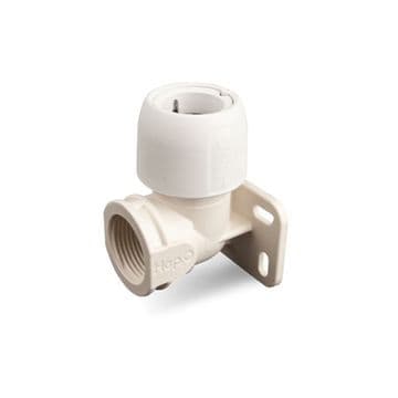 HEP2O Plastic Wall Plate Tap Elbow 15mm x 1/2 HX6/15W