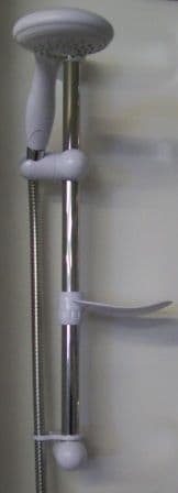 White Shower Riser HMR White and Chrome Shower Rail Riser Kit