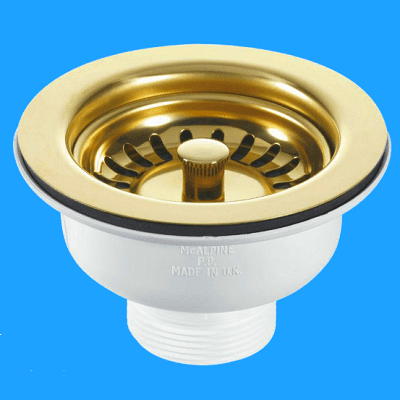 Kitchen Sink Basket Strainer Waste Gold 113mm