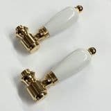 Large Gold Effect / White Tap Lever Handles - 62010185