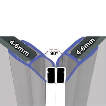 Magnetic Shower Door Seals 4-6mm Glass 90 Angle - Pair - 06001266