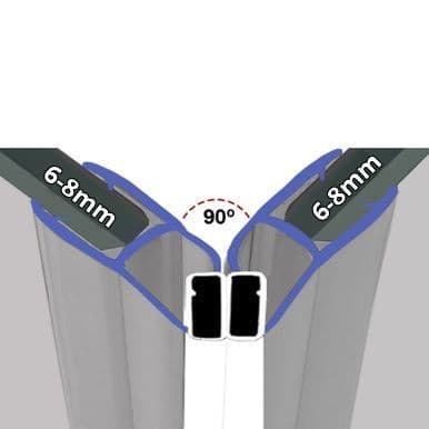 Magnetic Shower Door Seals 6-8mm Glass 90 Angle - Pair - 06001268
