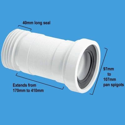 McAlpine 410mm Long Flexible Toilet Pan Connector - 40005048