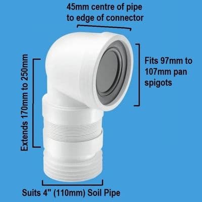McAlpine Bent Short 250mm Flexible Toilet WC Pan Connector