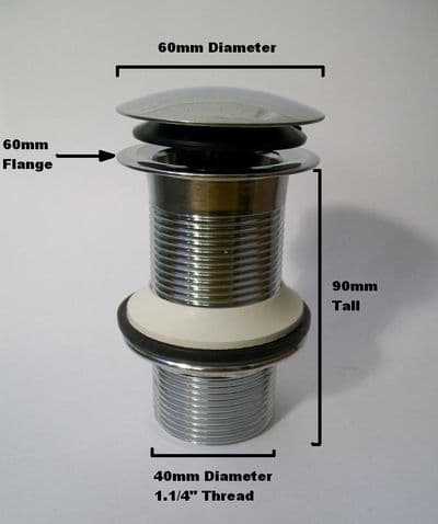 McAlpine Chrome Unslotted Mushroom Basin Clicker Waste - 74000467