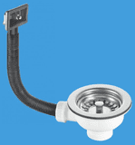 McAlpine Kitchen Sink Basket Strainer Waste - Rectangular Overflow - 74000661