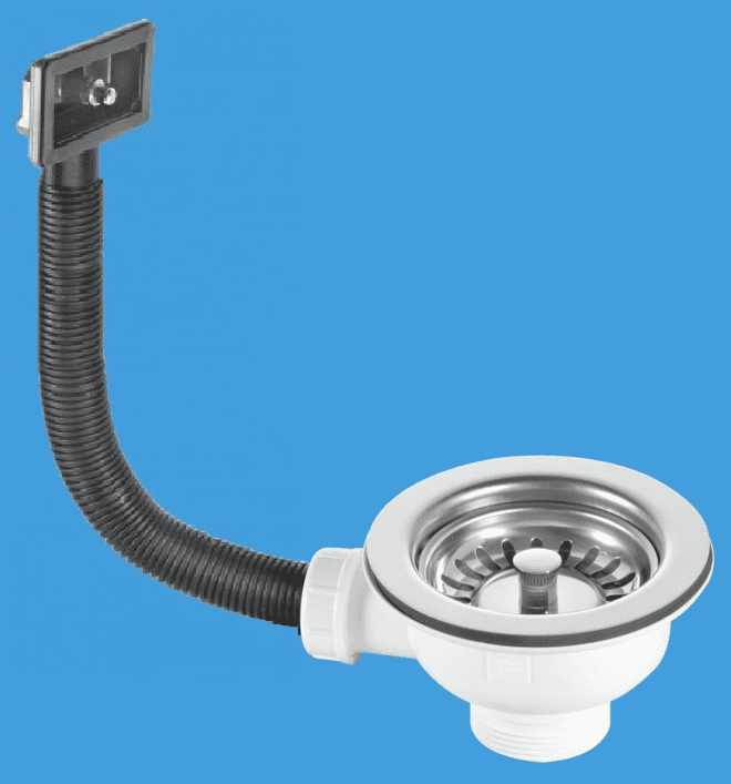 McAlpine Kitchen Sink Basket Strainer Waste - Rectangular Overflow - 74000661