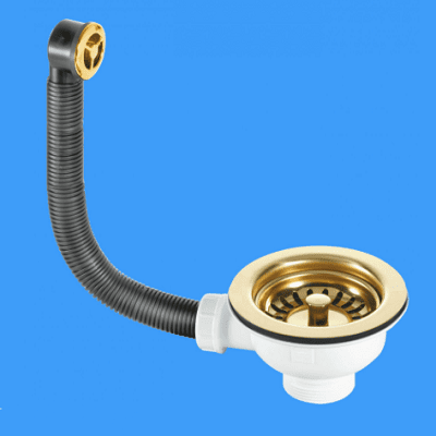 McApine Basket Strainer Sink Waste with Overflow Gold Effect - 74000870