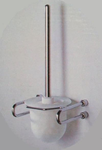Metlex Mercury Frosted Glass / Chrome Toilet Brush Holder - 01016123