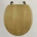 Natural Pine Effect Wooden Toilet Seat with Chrome Hinges - 02015820