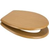 Oak Wood Effect MDF Top Fix Soft Close Toilet Seat - 04000314