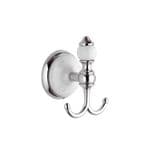 Ornate Chrome and White Double Robe Hook - 01000004