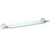 Ornate Chrome and White Glass Wall Shelf - 01000009