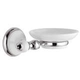 Ornate Chrome and White Soap Dish Holder - 01000003