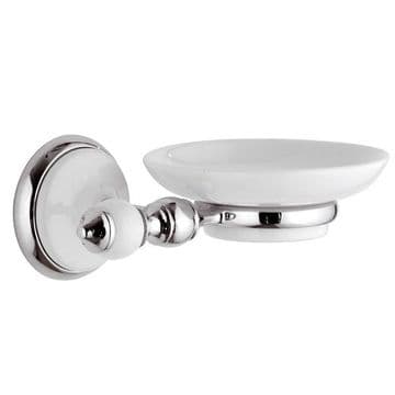 Ornate Chrome and White Soap Dish Holder - 01000003