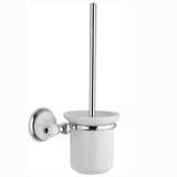 Ornate Chrome and White Toilet Brush with Holder - 01000008