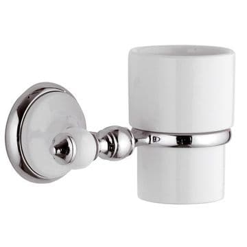 Ornate Chrome and White Toothbrush / Toothpaste Holder - 01000002