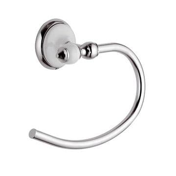 Ornate Chrome and White Towel Ring Holder - 01000007