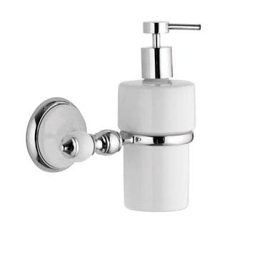 Ornate Chrome and White Wall Soap Dispenser - 01000001