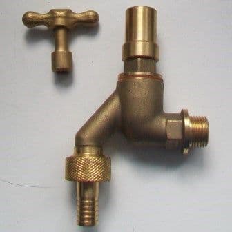 Pegler 1/2 Brass Anti Vandal Lockshield Hose Union Bib Tap - 58093107