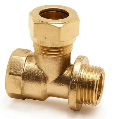 Pegler Compression Heater Tee 1/2 FI x 1/2 MI x 15mm - 2451150H