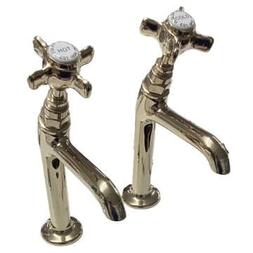 Pegler Sequel High Neck Sink Pillar Taps - Goldline - 58081090