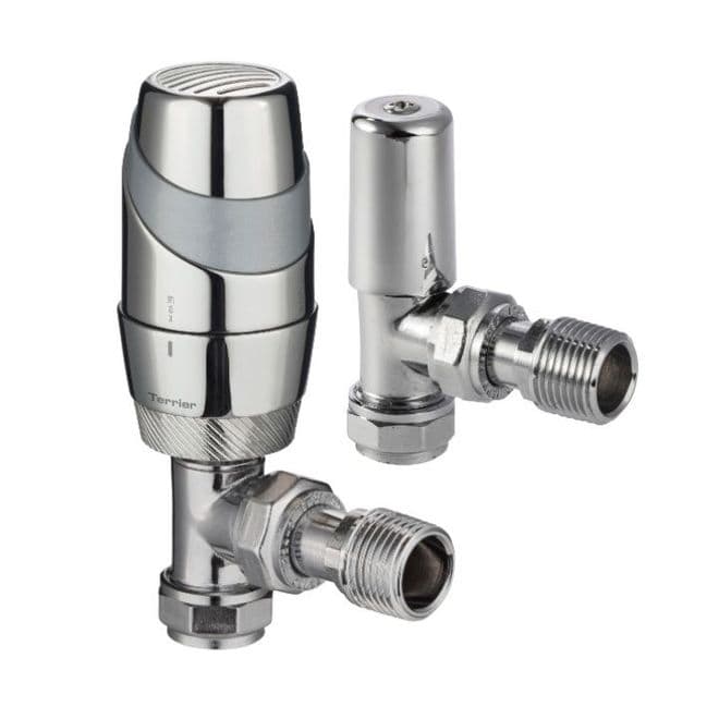 Pegler Terrier Decor Angled 15mm All Chrome TRV Set - 07002122