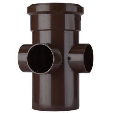 Polypipe 4" / 110mm Long Inline 3 Boss Pipe - Brown - 44SJ1454