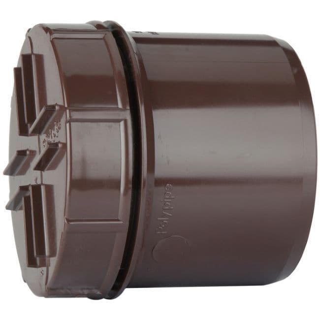 Polypipe 4 inch / 110mm Pipe Spigot Access Cap - Brown - 44SA1062
