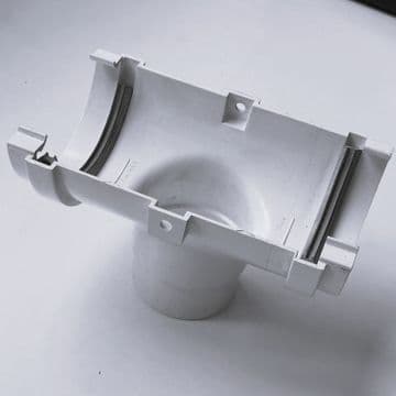 Polypipe 75mm Mini Gutter Running Outlet - White - 47NRM305