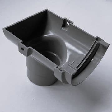 Polypipe 75mm Mini Gutter Stop End Outlet - Grey - 46NRM306
