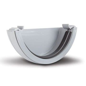 Polypipe Half Round Gutter External Stop End - Grey - 46PRR107