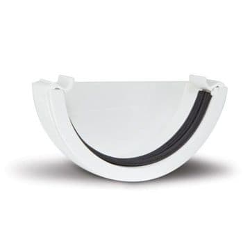 Polypipe Half Round Gutter External Stop End - White - 47PRR107