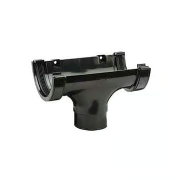 Polypipe Half Round Gutter Running Outlet - Black - 43PRR105