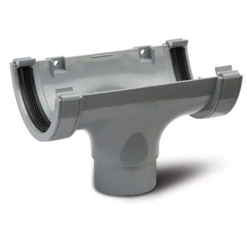 Polypipe Half Round Gutter Running Outlet - Grey - 46PRR105