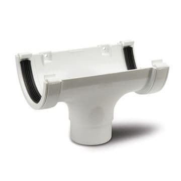 Polypipe Half Round Gutter Running Outlet - White - 47PRR105