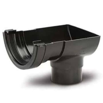 Polypipe Half Round Gutter Stop End Outlet - Black - 43PRR106
