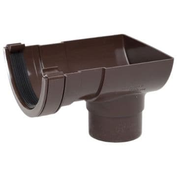 Polypipe Half Round Gutter Stop End Outlet - Brown - 44PRR106