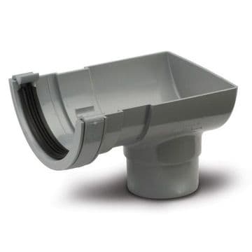Polypipe Half Round Gutter Stop End Outlet - Grey - 44PRR106
